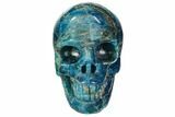 Polished, Bright Blue Apatite Skull - Madagascar #108194-1
